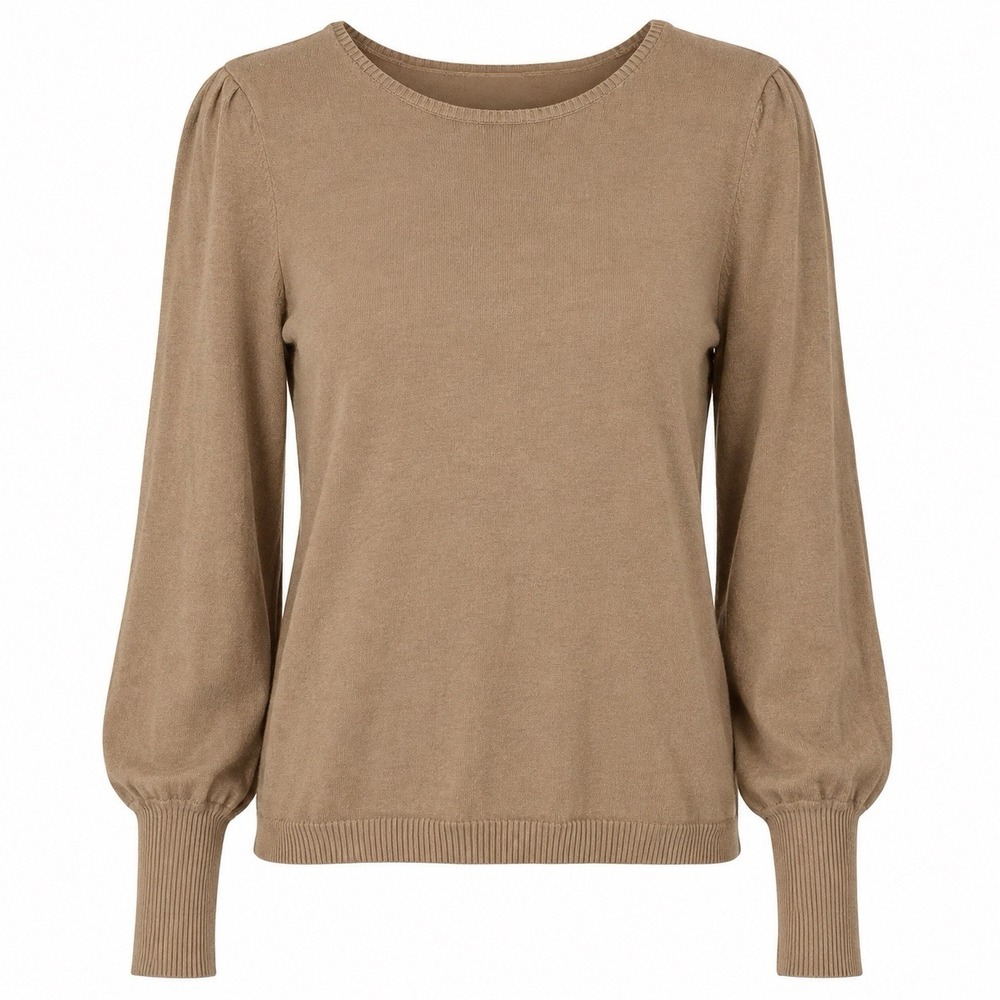 Cato‎ Women's S Taupe Balloon Sleeve Knit Sweater Puff Sleeve Quiet Luxury